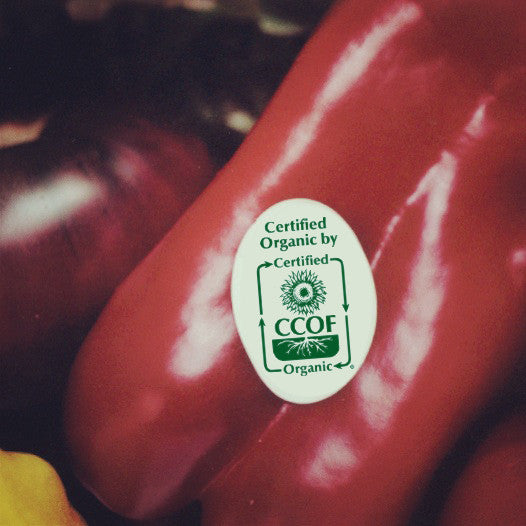 Oval "Certified Organic by CCOF" Stickers